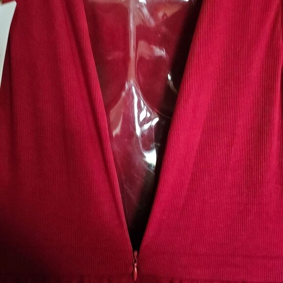 Merokeety Ribbed Maroon Red Sleeveless Romper Jumpsuit – Women’s M / Medium NWT - Picture 3 of 6